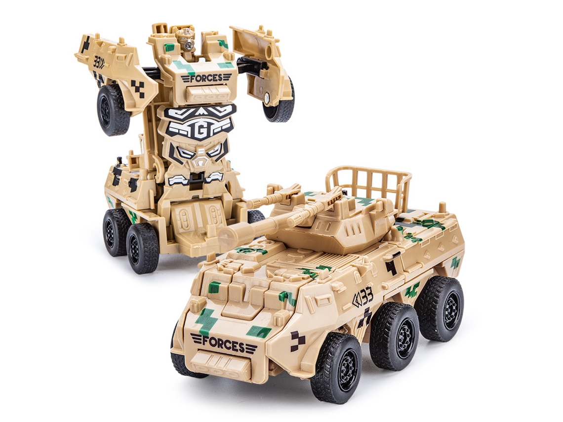 Mini coche de juguete transformable, ideal como regalo de cumpleaños infantil (vehículo blindado amarillo).