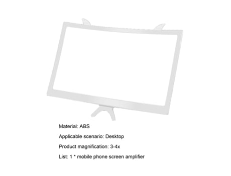Lupa de pantalla de teléfono plegable 3D muy clara 10/14 pulgadas pantalla de teléfono curva soporte amplificador de vídeo para ver televisión-blan...
