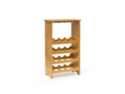 Relaxdays Botellero Vino De Bambú, 84 X 50 X 24 Cm, Estante 16 Botellas Y 12 Copas, 3 Niveles, Apilable, Marrón Natural