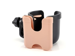 Soporte Para Vaso Y Teléfono Para Cochecito De Bebé, Bicicleta, Universal 2 En 1, Rosa.