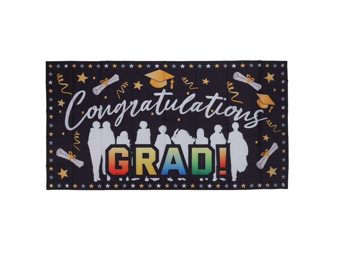HYMNORA Banderola de Graduación 71x38 Pulgadas, Tejido de Poliéster Duradero, Sin Decoloración, 4 Ojales, Fácil Instalación, Felicitaciones Graduado