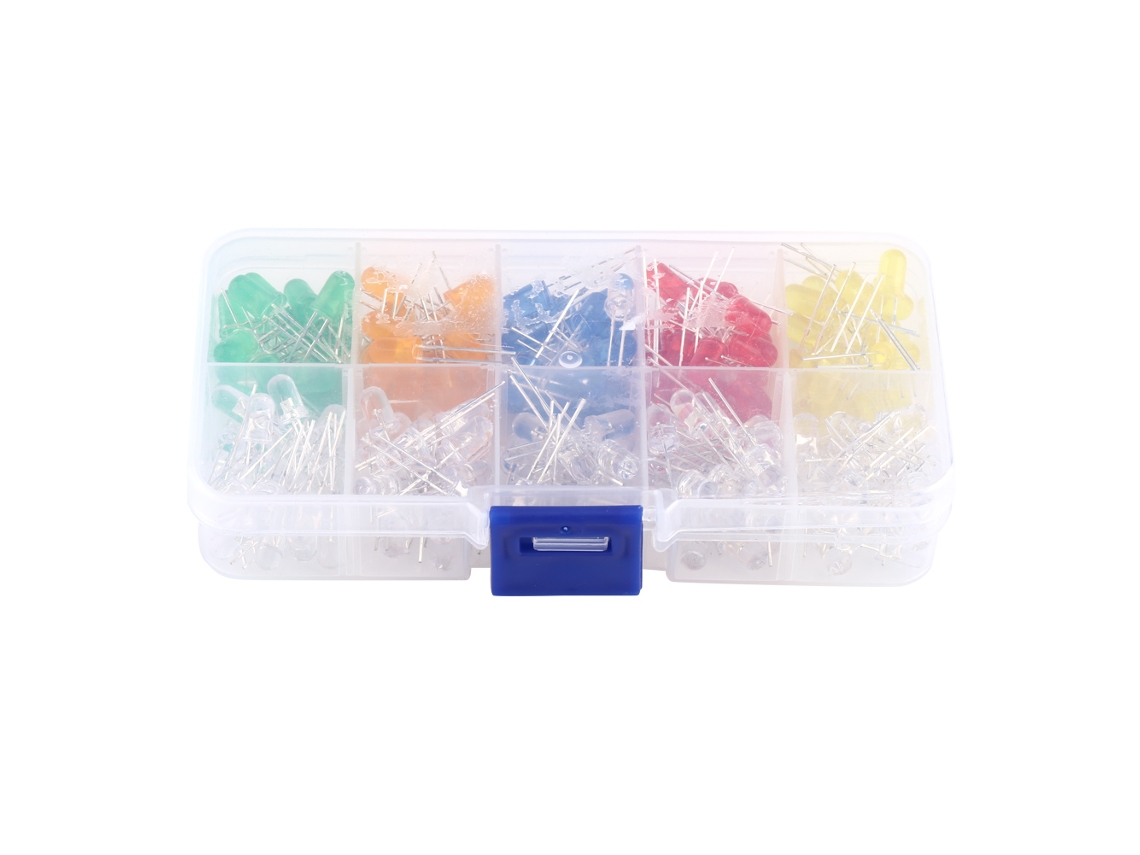 Kit De 200 Diodos Emisores De Luz Led De 5mm, Cores Amarelo, Vermelho, Azul, Verde, Laranja