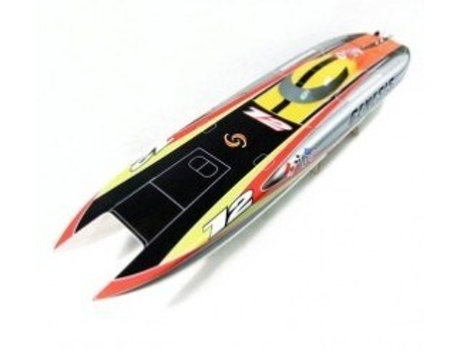 Catamarán Genesis - Barco de Carreras Rc Eléctrico Sin Escobillas Naranja Amarillo