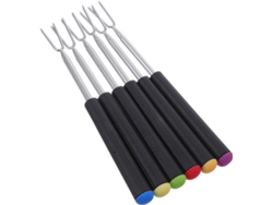Juego De 6 Tenedores Para Fondue, De Acero Inoxidable, Telescópicos, Con Mangos Resistentes.