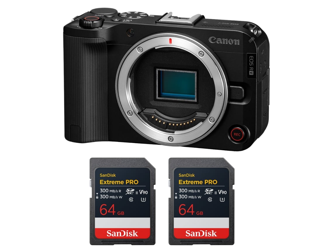 Canon Eos R50 V + 2 Sandisk 64gb Extreme Pro Uhs-ii Sdxc + Ebook “20 Consejos Para Fotos Que Impactan”