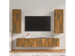 Pack Muebles de Armario Tv 4 Pzs Madera Procesada Roble Ahumado