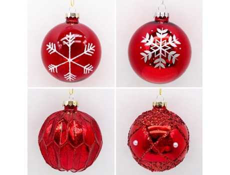 Set de 4 Bolas de Navidad Plateadas 8cm Bolas de Adornos de Árbol de Navidad