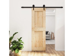Puerta Corredera Con Herrajes Madera Maciza De Pino 70x210 Cm