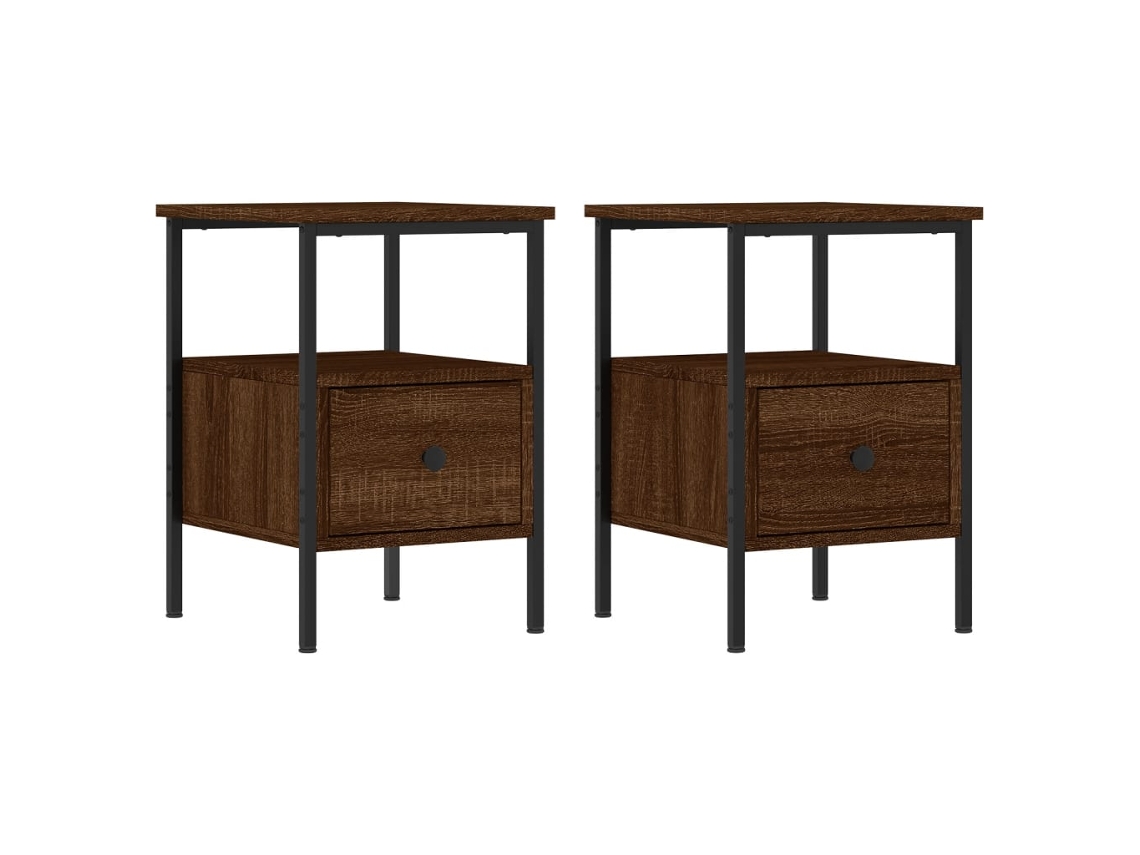 Maison Exclusive - Mesitas Noche 2 Uds Madera Ingeniería Marrón Roble 34x36x50 Cm