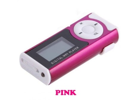 Lector MP3 Pantalla Lcd Recargable con Soporte de Luz Led Externa Tarjeta Micro TF SD Rosa