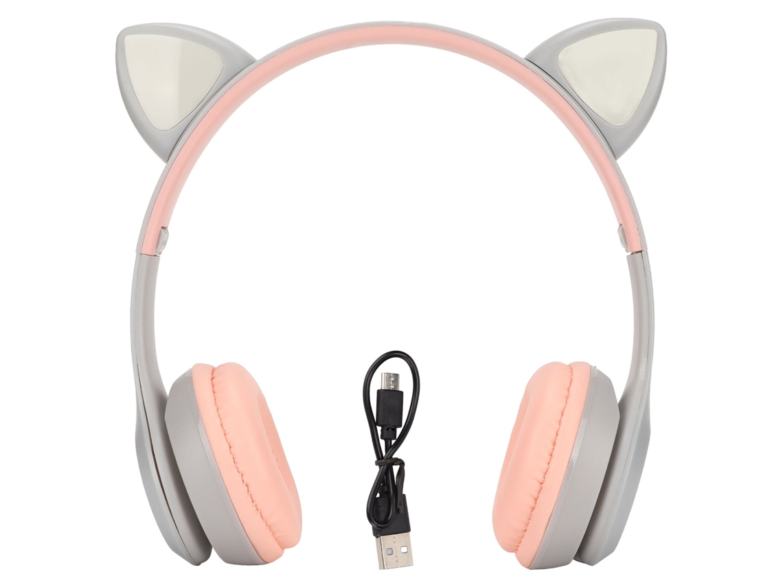 Auriculares Bluetooth Con Orejas De Gato Plegables Con Luz Led Parpadeante De Respiración Y Control De Sonido