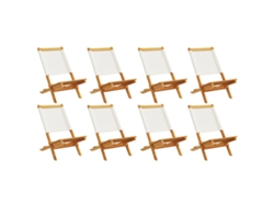 Maison Exclusive - Sillas Jardín Plegables 8 Uds Tela Madera Maciza Y Tela Crema