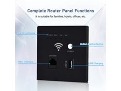 Router Wifi Empotrable De 300m, Punto De Acceso (ap) Con Puerto Usb Y Cifrado Wps.