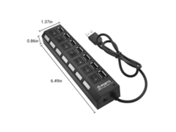 Concentrador Usb Con 7 Puertos E Interruptores, Cable Largo Para Transferencia De Datos, Para Portátiles Y Ordenadores De Sobremesa.