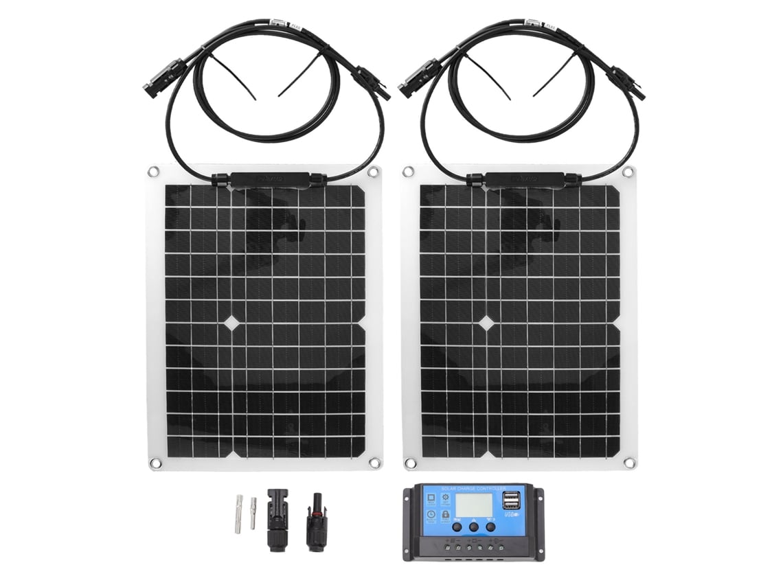 Kit De Panel Solar Monocristalino De 50 W Con Controlador De 10 A Para Coche, Yate Y Autocaravana.