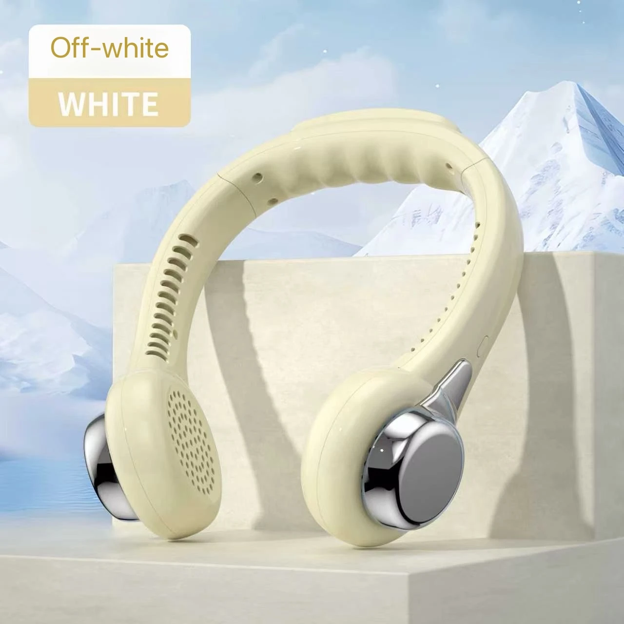 Ventilador De Cuello Manos Libres (blanco), Portátil. Ventilador Recargable De 1800 Mah.