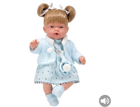 Muñeco ARIAS Elegance 28 cm Yael Azul con Sonido Risa (Edad Mínima: 0 Años - 20 x 12 x 35 cm)