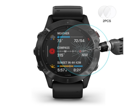 Garmin Fenix 6X/6X Pro Solar 2 piezas Enkay Hat-Prince 0,2 mm 9H 2.15D Película de vidrio templado con borde curvo