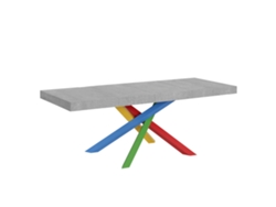 Mesa extensible Volantis Premium de cemento 200/460x90 cm, patas multicolor, 4 unidades, Itamoby