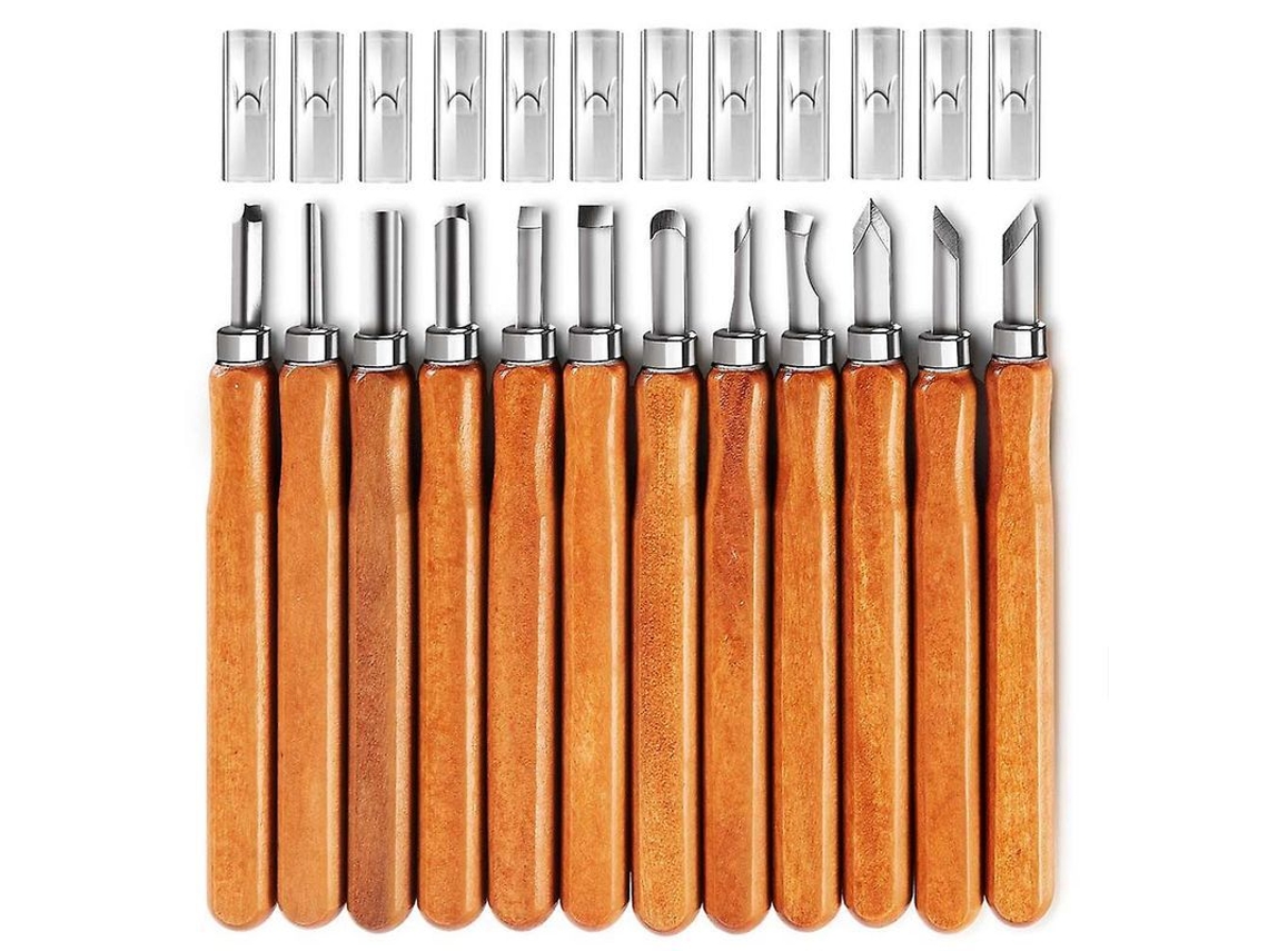 Kit de herramientas de acero SK5 de 12 piezas para tallar madera, cera y caucho.