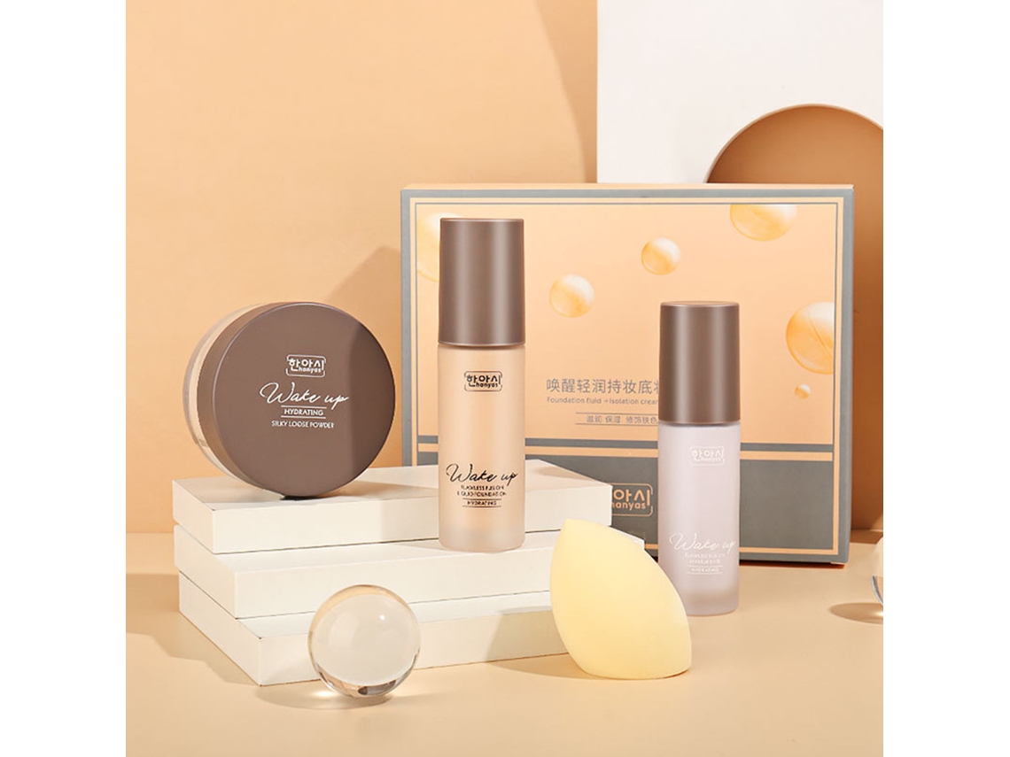Conjunto De Presente De Base Leve Com Textura Hidratante E Fluida, Cor Natural E Resistente À Água