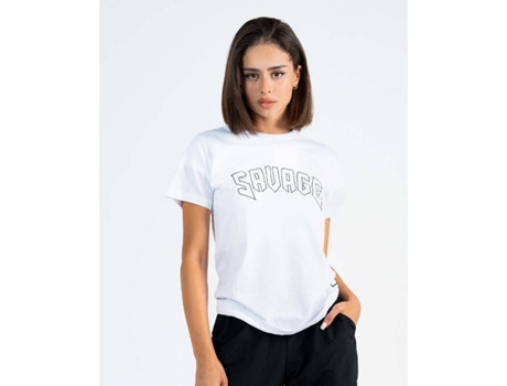 T-shirt Básica SAVAGE Crew Algodón Mujer (XS - Blanco)