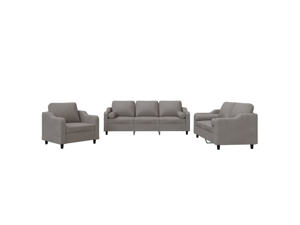 Maison Exclusive - Juego De Sofás Con Cojines 3 Piezas Tela Gris Taupe