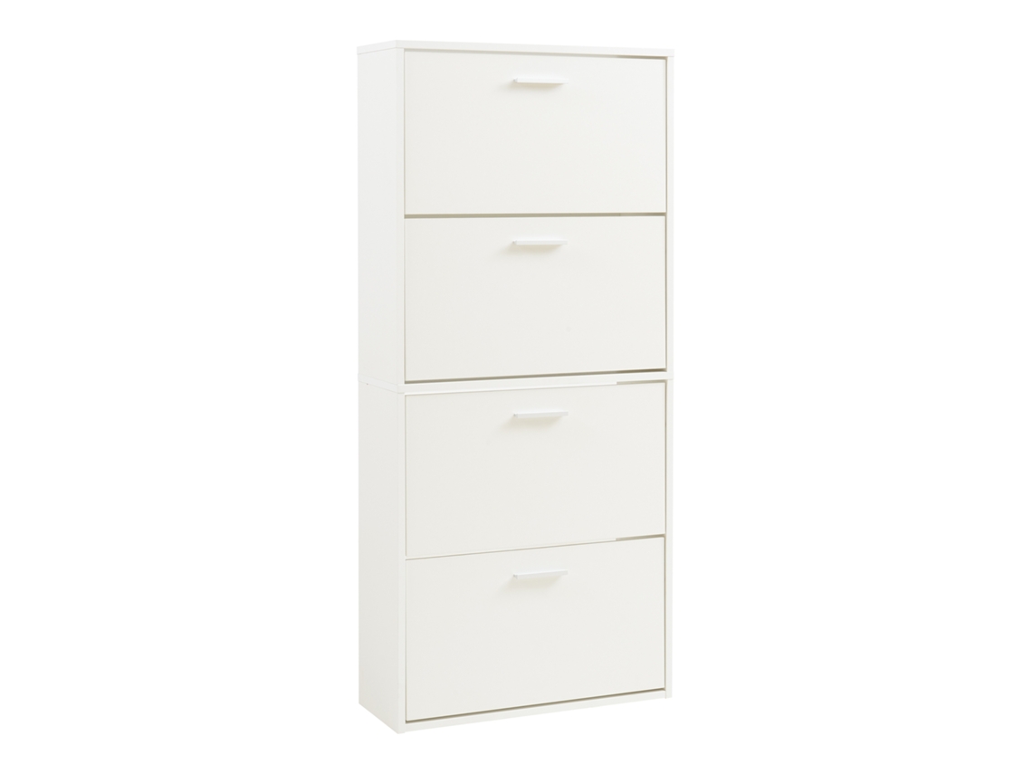 Zapatero Sykkylven 134x60x24 cm con 4 solapas blanco Pt.casa