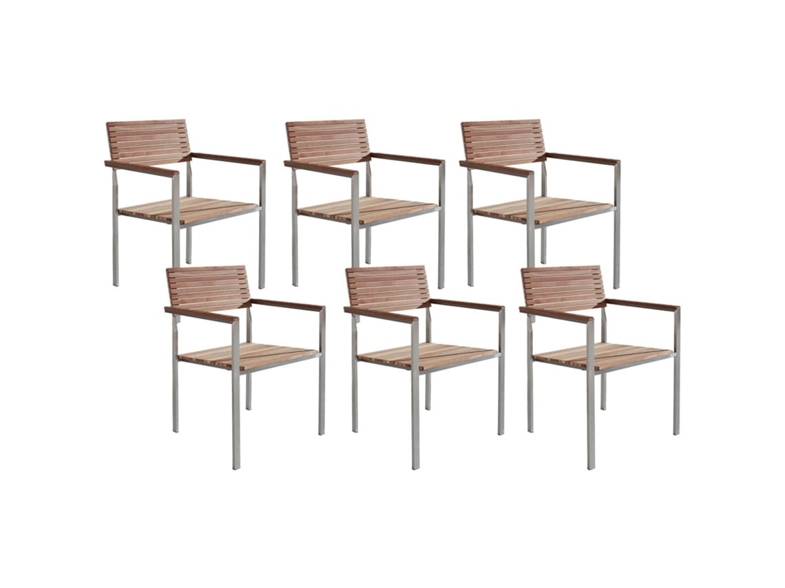 Conjunto de 6 sillas BELIANI Viareggio de Madera de teca Madera clara 56x53x86