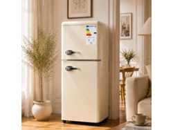 Refrigerador De Dos Puertas 112l 72l+40l Control De Eficiencia De 7 Niveles Color Crema Led