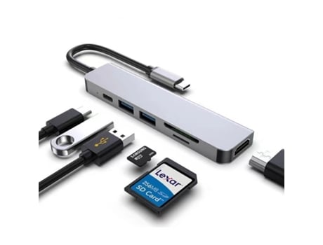 USB C Hub HDMI, adaptador USB C Dongle MacBook Pro con 100W PD, gris BISBISOUS