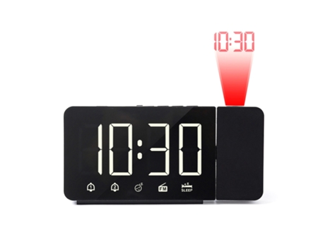 Reloj despertador de proyección Proyector de 180 con radio FM Función de repetición 4 atenuadores Alarma dual Carga USB Reloj digital 12H/24H para ...