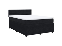 Maison Exclusive - Cama Box Spring Con Colchón Terciopelo Negro 140x190 Cm