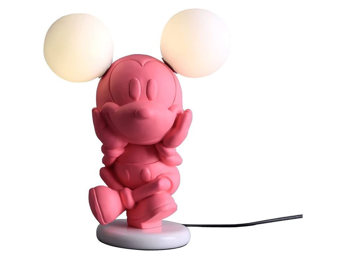 Lámpara De Mesa Con Póster De Rosas Y Mickey Mouse, Luz Nocturna Creativa Con 2 Luces, Cuerpo De Resina Bonito Y Divertido