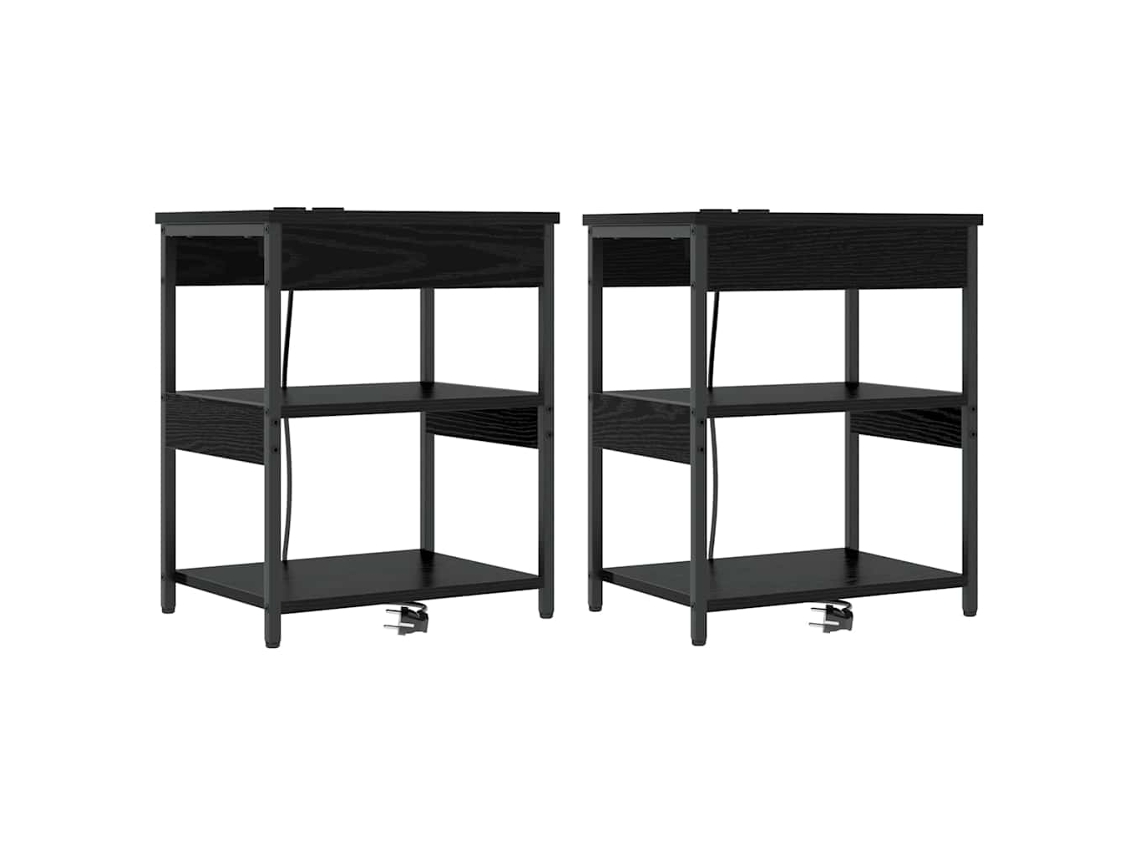 Maison Exclusive - Armario De Noche 2 Pcs Roble Negro 41 X 31 X 51 Cm