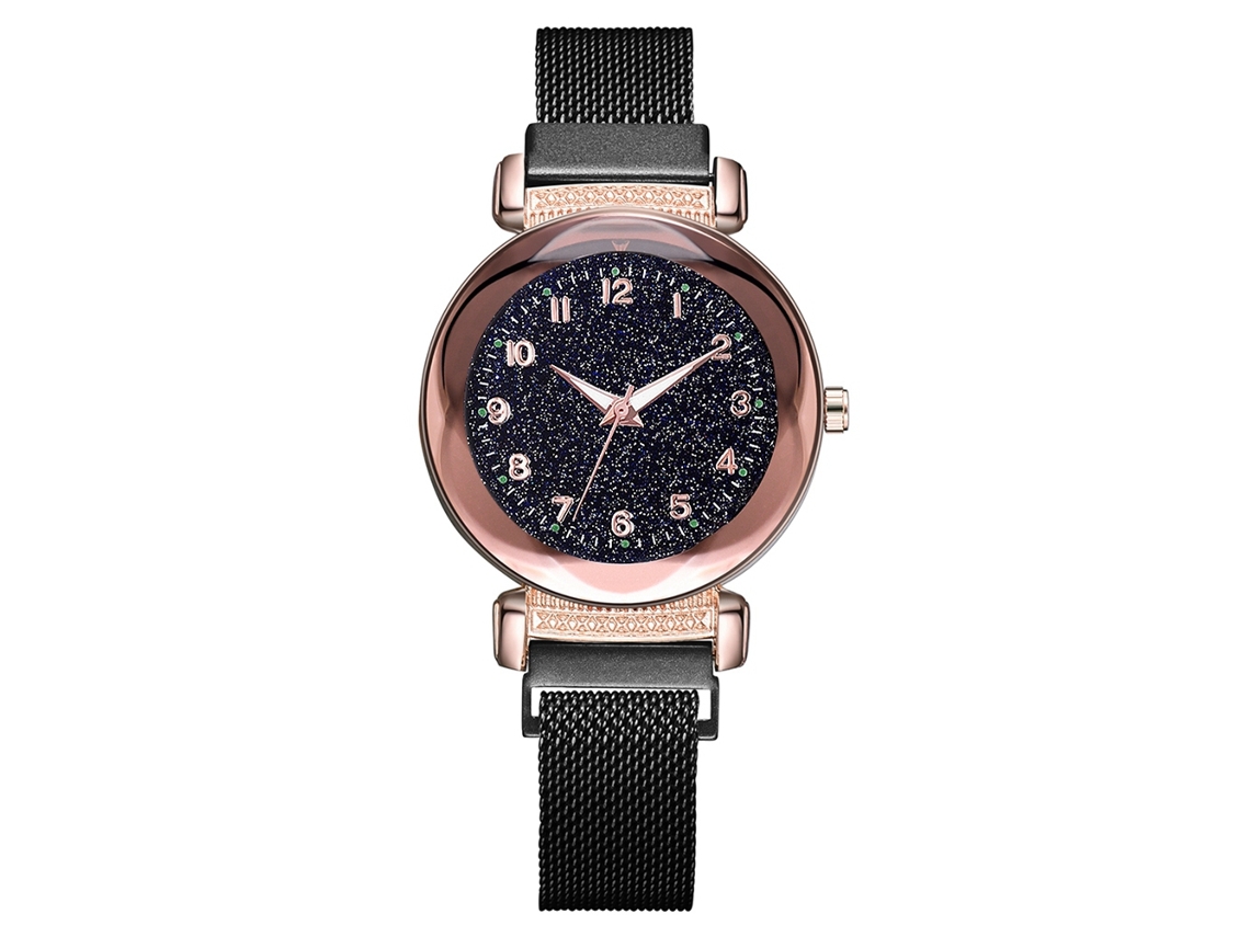 Reloj De Pulsera De Cuarzo Informal Para Mujer Con Correa De Aleación Y Esfera Redonda Negra.