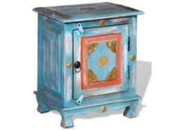 Mesita De Noche | Mesilla De Noche De Madera Maciza De Mango Azul Wsd159827