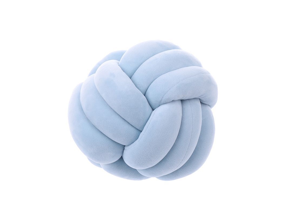 Rebe-almohada Redonda Nudo Suave Deco Hogar Almohadón Plush Tejido A Mano Azul Cielo 7.9x7.9in