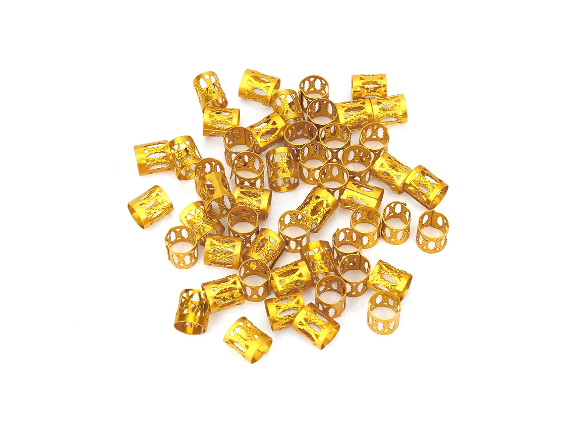 50pcs Pulseiras Ajustáveis De Metal Para Tranças De Cabelo Decoração Ouro Beads Anéis Ferramentas Beleza
