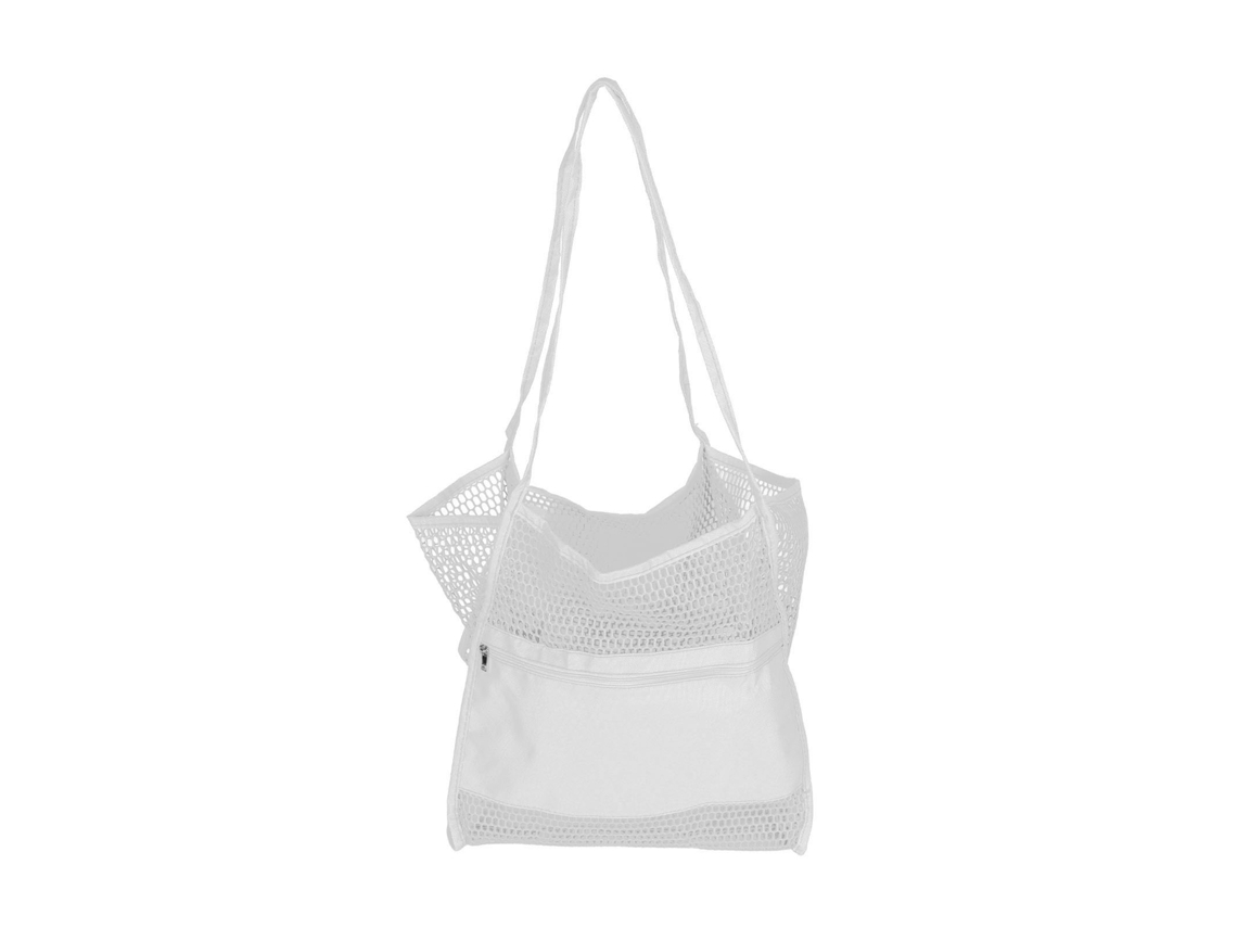 Bolso de playa Oxford de malla para mujer, ligero, plegable, blanco.
