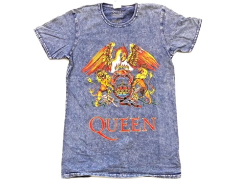 Camiseta ROCK OFF Queen - Classic Crest Azul (Talla: M)