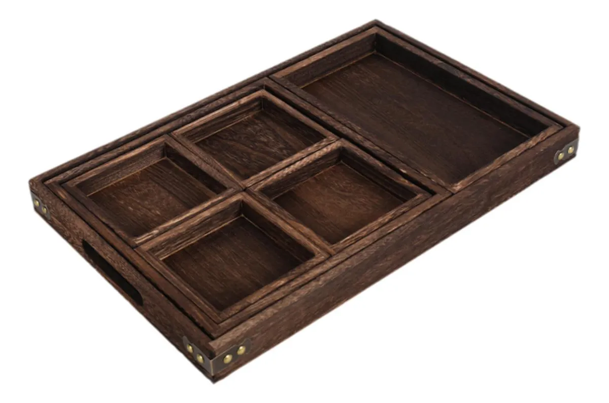 Bandeja de madera para servir aperitivos, 7 piezas, Slowmoose