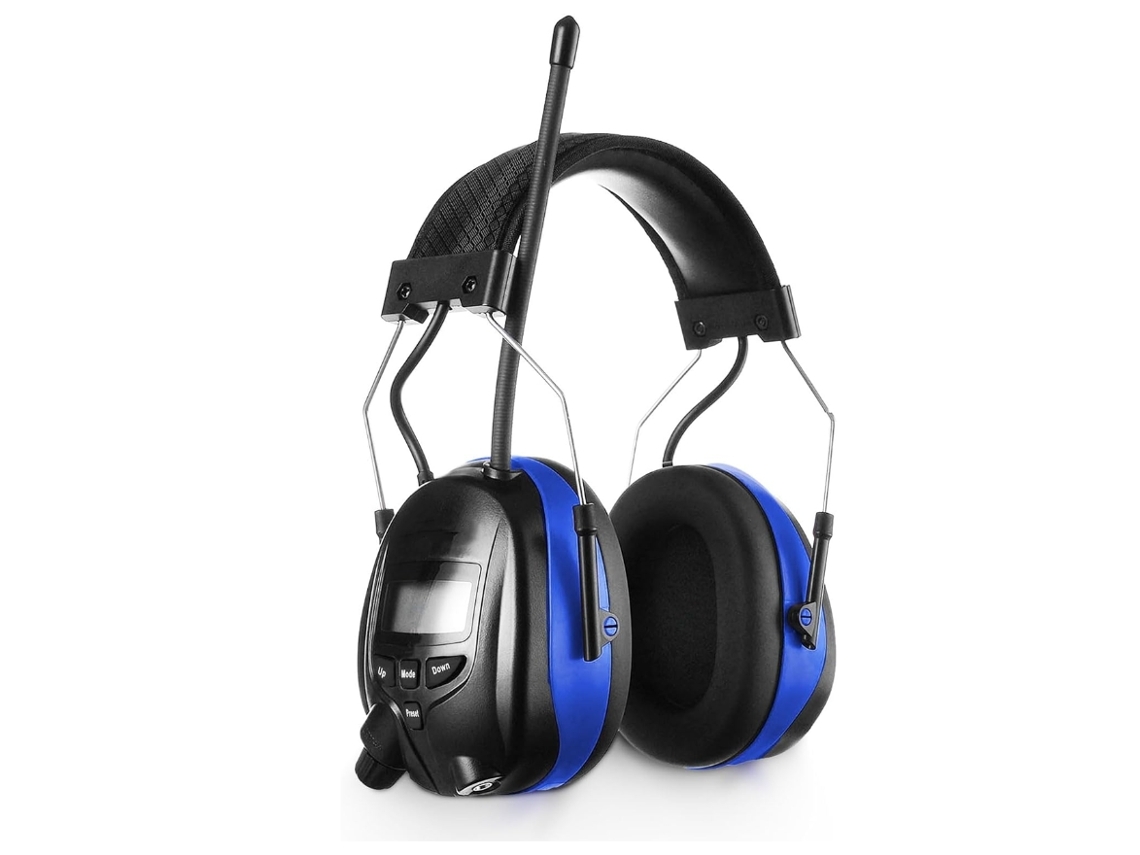YEMAESRE Auriculares de radio con reducción de ruido y pantalla digital Bluetooth, color azul