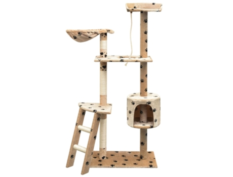 vidaXL Rascador para gatos poste rascador de sisal 150cm huellas beige