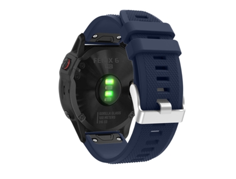 Correa de Silicona ajustable con hebilla plateada para Garmin Fenix 7X/6X Sapphire GPS/6X Pro/6X GPS/5X GPS/5X Plus - azul oscuro