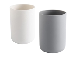 Juego De Vasos Para Cepillos De Dientes Linjou (2 Piezas), Soporte Para Cepillos De Dientes, Vaso De Plástico De 300 Ml (blanco Y Gris)