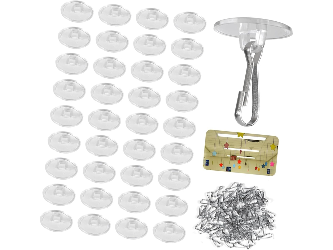 Juego De 50 Prácticos Ganchos Adhesivos Transparentes Para Techo De Liberación De Daños Extraíbles Para Decoraciones