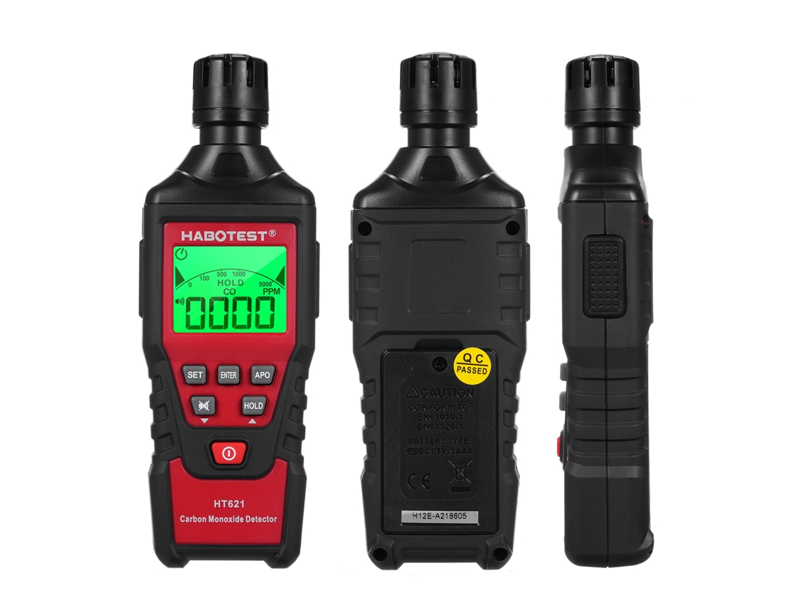 Detector Portátil De Monóxido De Carbono Habotest Ht621 Con Alarma Sonora Y Visual, 0-5000 Ppm, Pantalla Lcd Retroiluminada Para El Hogar, El Coche, Acampadas Y Viajes.