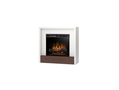 Chimenea LED eléctrica independiente KLAR 23' Blanco mate / Roble 90 x 85 x 32 OUTINFIRE