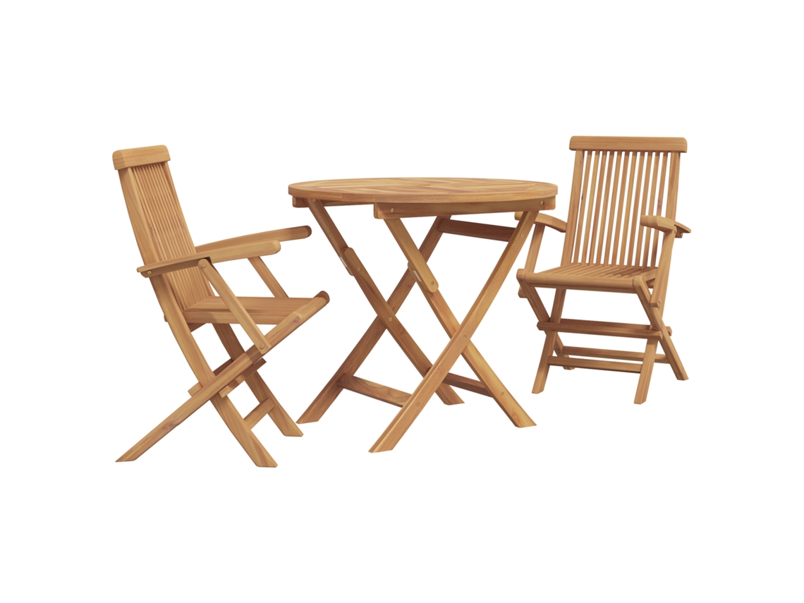 Conjunto 3 De Bistro De Jardín Vidaxl Plegable De Madera Maciza De Acacia